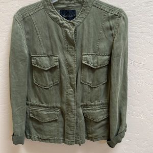 Sanctuary Army Green Distressed Snap Up Light Jacket Adjustable Waist Woman’s